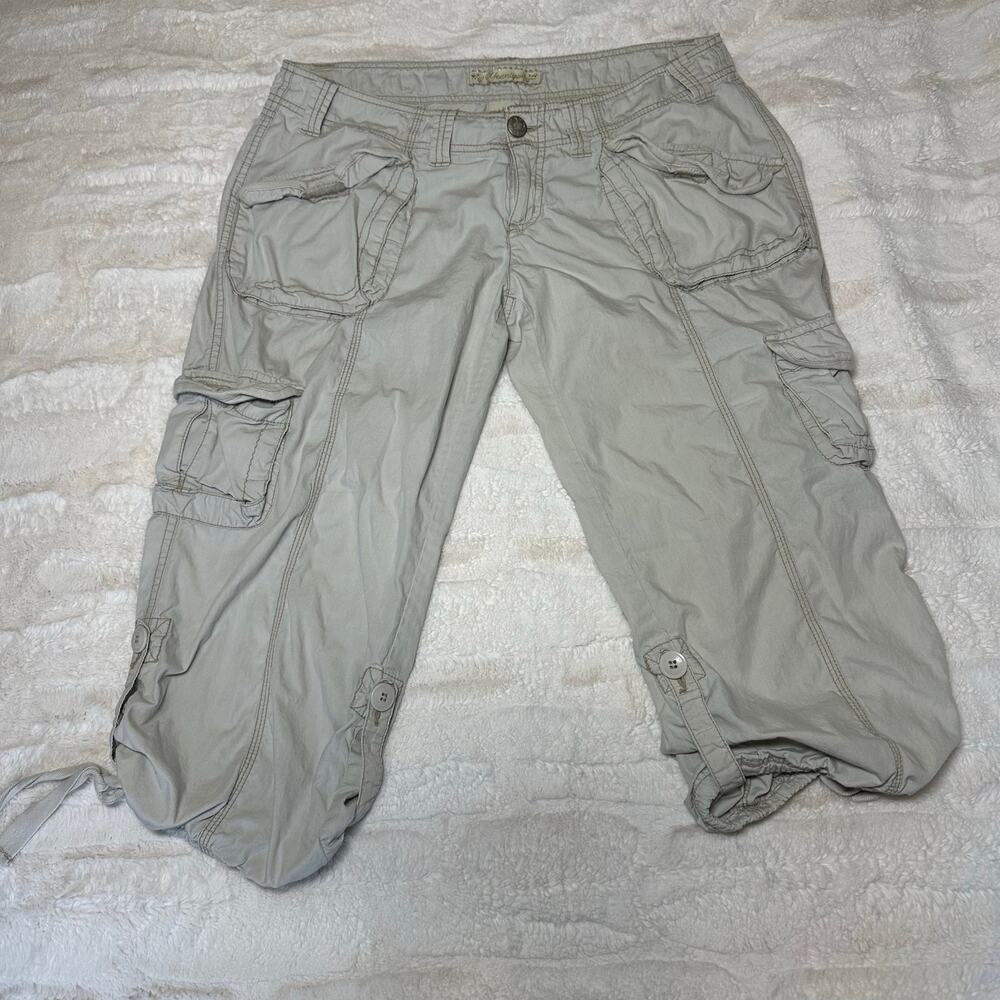 Y2K Younique Grey Cargo Capris Gorpcore utility